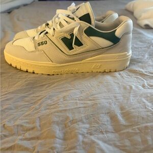 New Balance 550 White and Green Athletic Shoes
